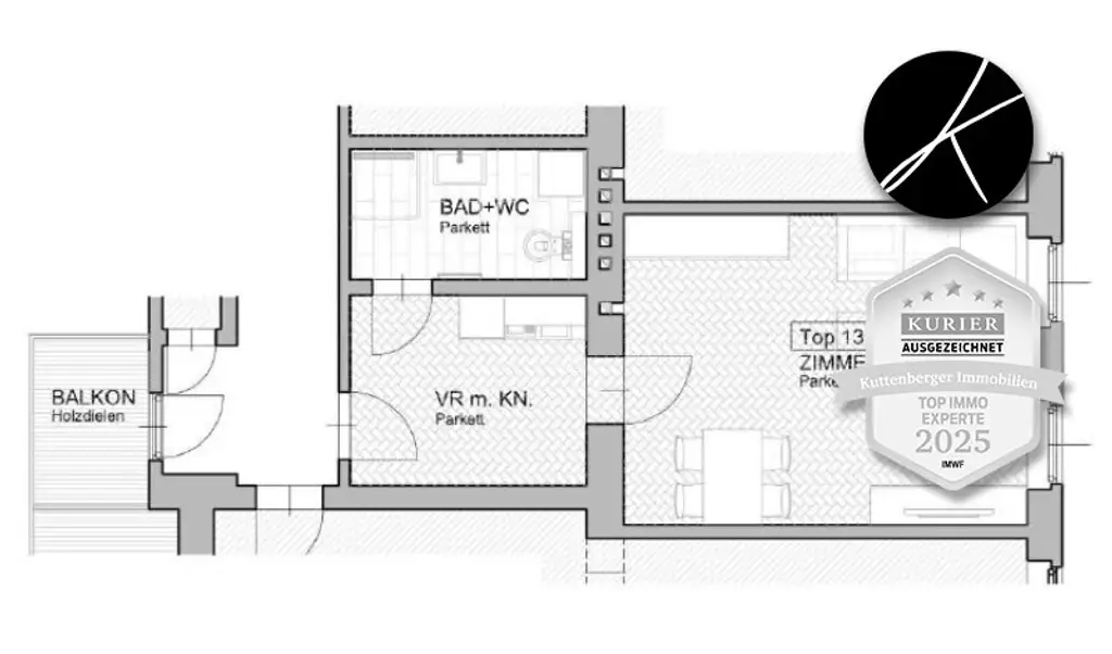 Lieber Erstbezug mit eigenem Balkon über den Gang