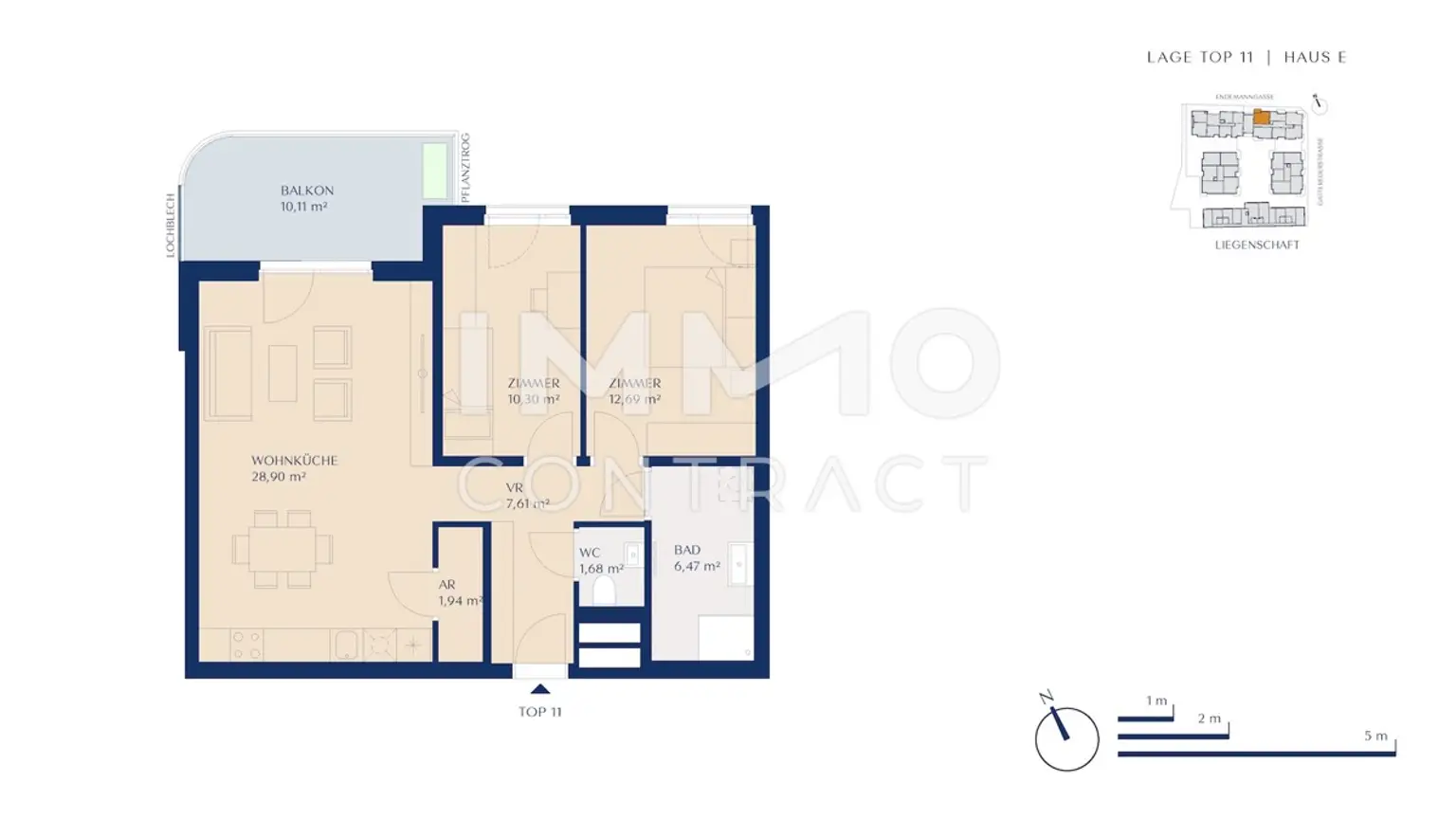 TOP-Dreizimmerwohnung mit Balkon im Neubau Erstbezug, keine Provision