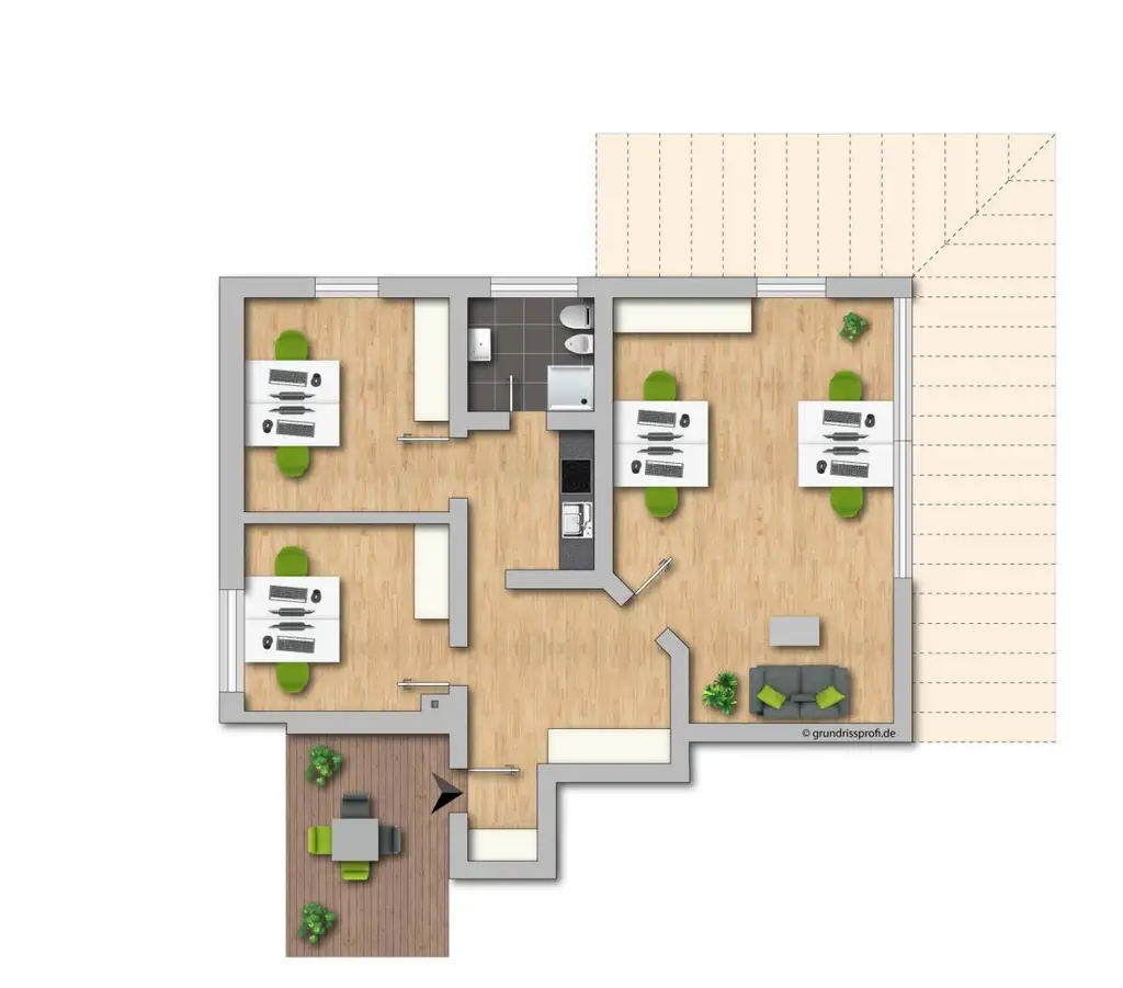 Modernes Büro mit Dachterrasse in gepflegtem Zustand