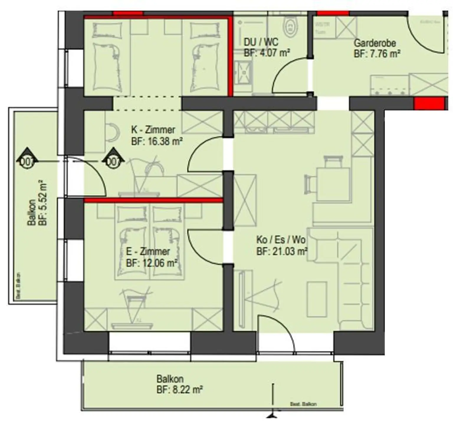Panoramablick inklusive - 3-Zimmer Wohnung mit zwei Balkone - Top 14