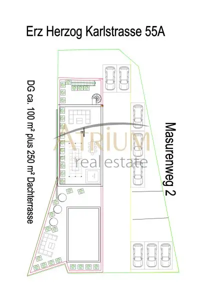 Unverbaubarer Blick auf die Skyline der alten Donau - 1.284m² Nutzfläche und 250m² Dachterrasse.