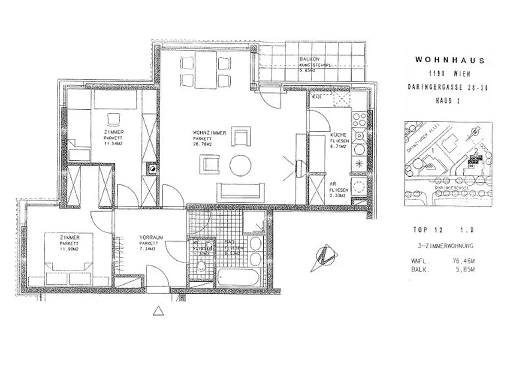 Blick is Grüne - 
Ruhige 3 Zimmer Wohnung mit Balkon