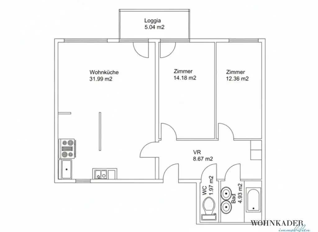 Moderne 3-Zimmer-Wohnung mit Loggia zum ruhigen Innenhof – Nähe Karmelitermarkt