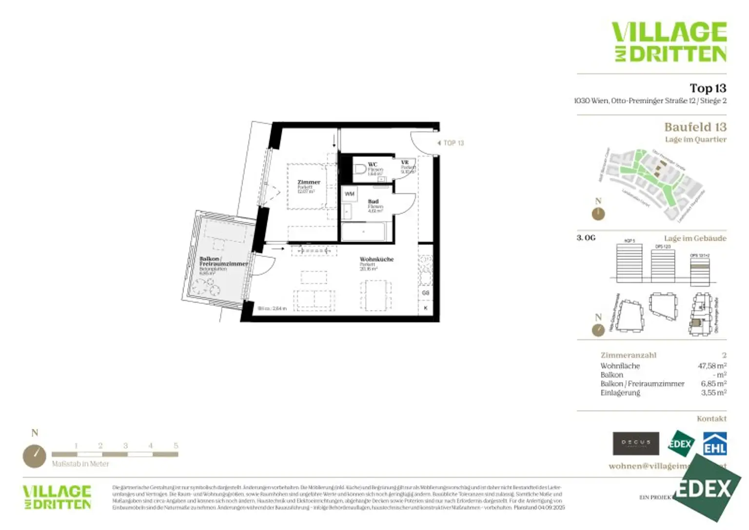 Südbalkon: Geräumiges Wohnzimmer, Abstellraum, separates WC | URBAN DAHEIM | BAUFELD 13