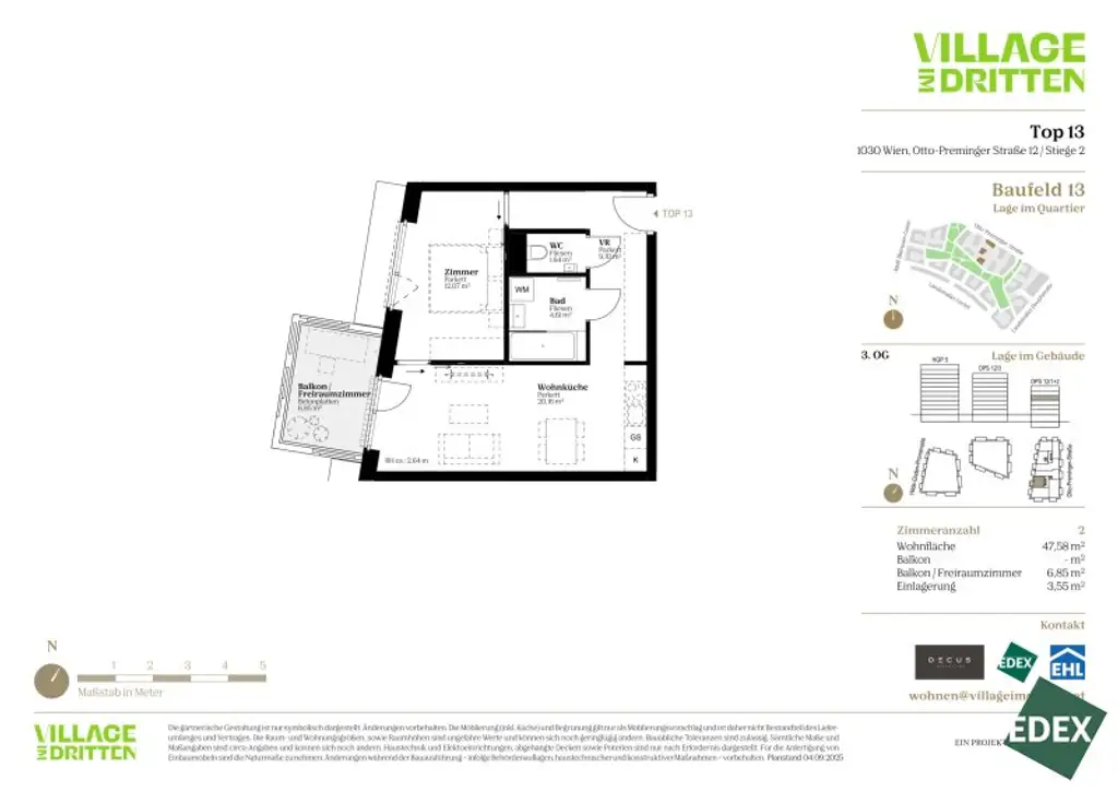 Südbalkon: Geräumiges Wohnzimmer, Abstellraum, separates WC | URBAN DAHEIM | BAUFELD 13