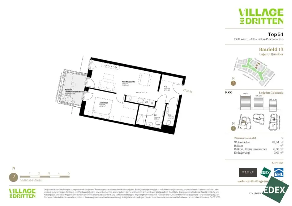 2-Zimmer-Anlegerwohnung mit Südwest-Balkon | URBAN DAHEIM | BAUFELD 13