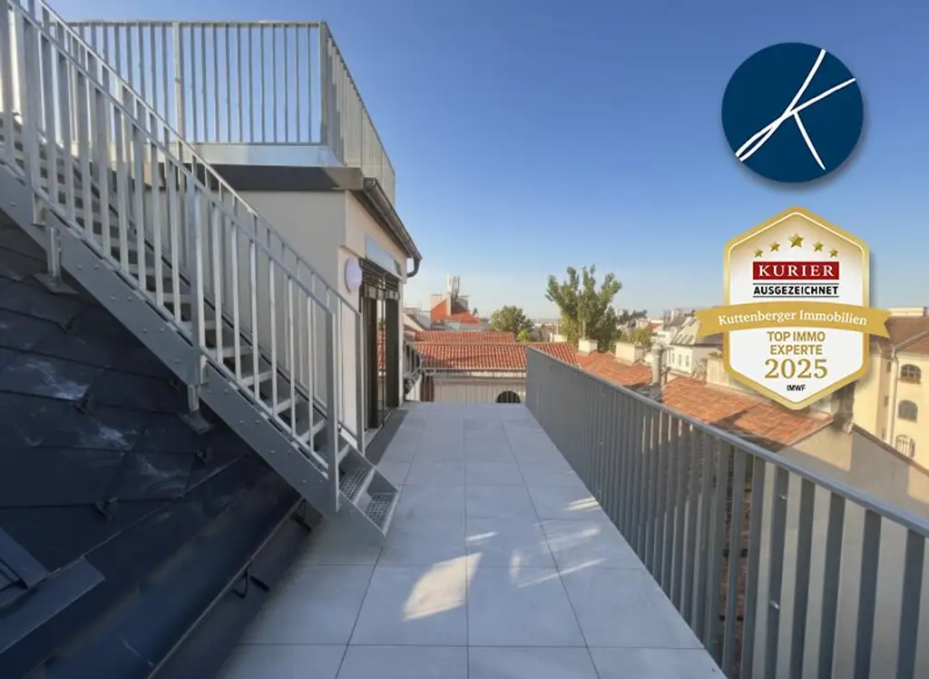 *Superprojekt: ''Über den Baumwipfeln" *TOP 53* MIT BALKON + SUPER-PANORAMA-DACHTERRASSEN + 360° WIEN-BLICK