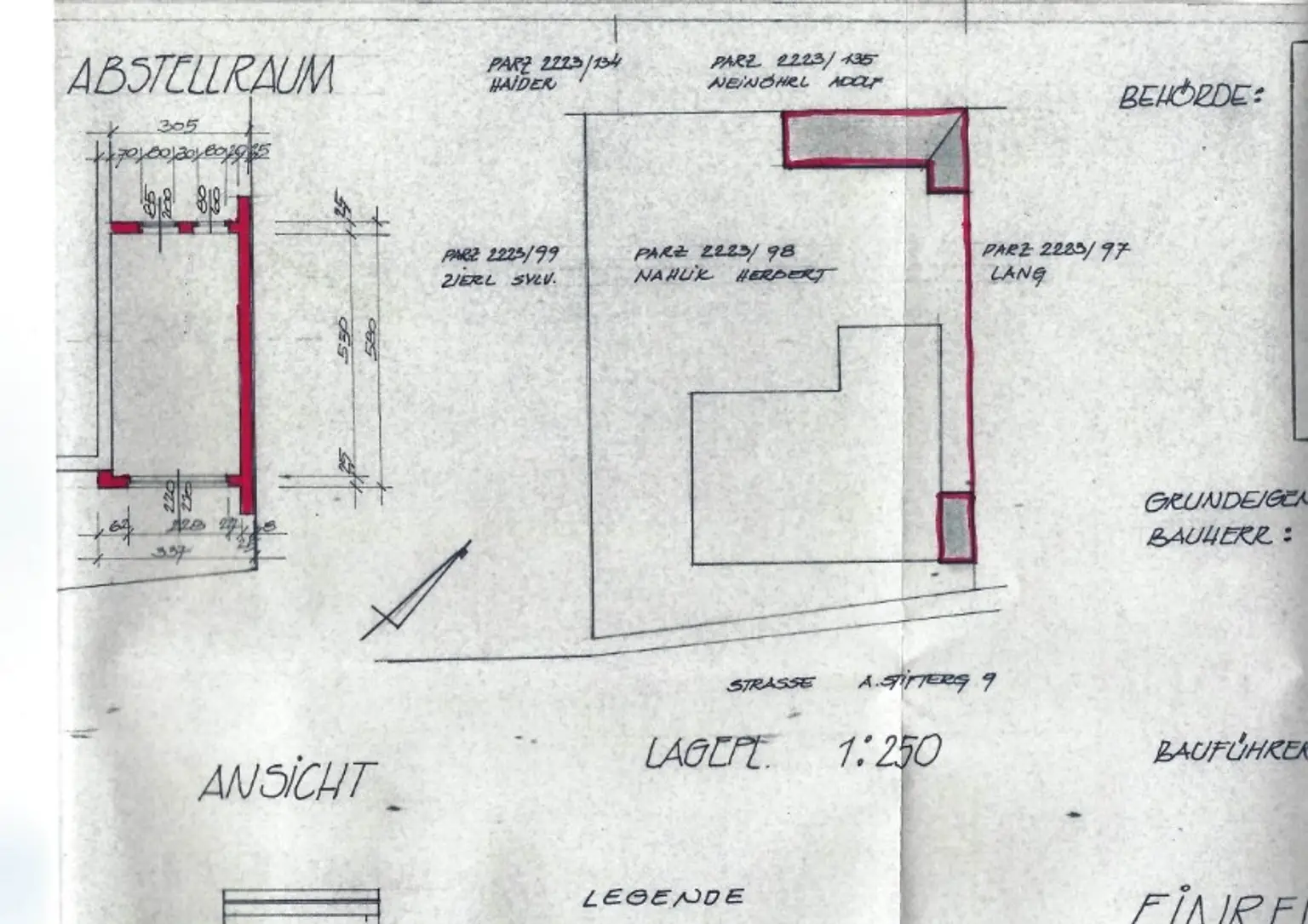 Lageplan Nebengebäude und Abstellraum