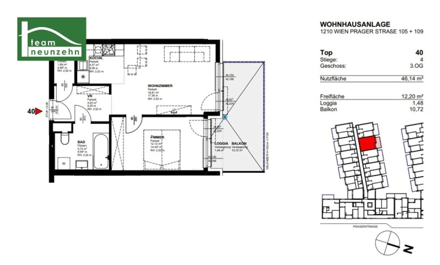 Ruhige Innenhof-Wohnung mit Abstellraum und großem Balkon - Straßenbahn 26 vor der Tür, S-Bahn in der Nähe!