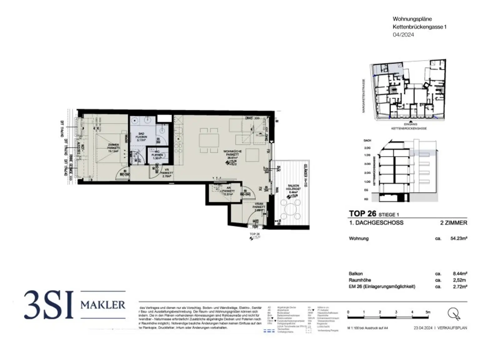 2-Zimmer-Wohnung mit Balkon über den Dächern