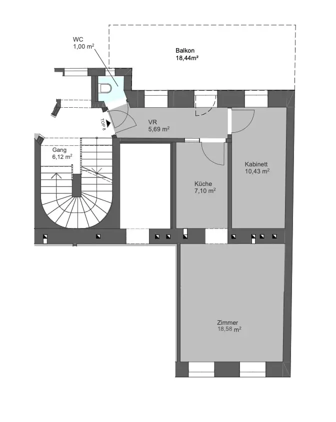 Sanierungsbedürftige Altbauwohnung inklusive Balkon