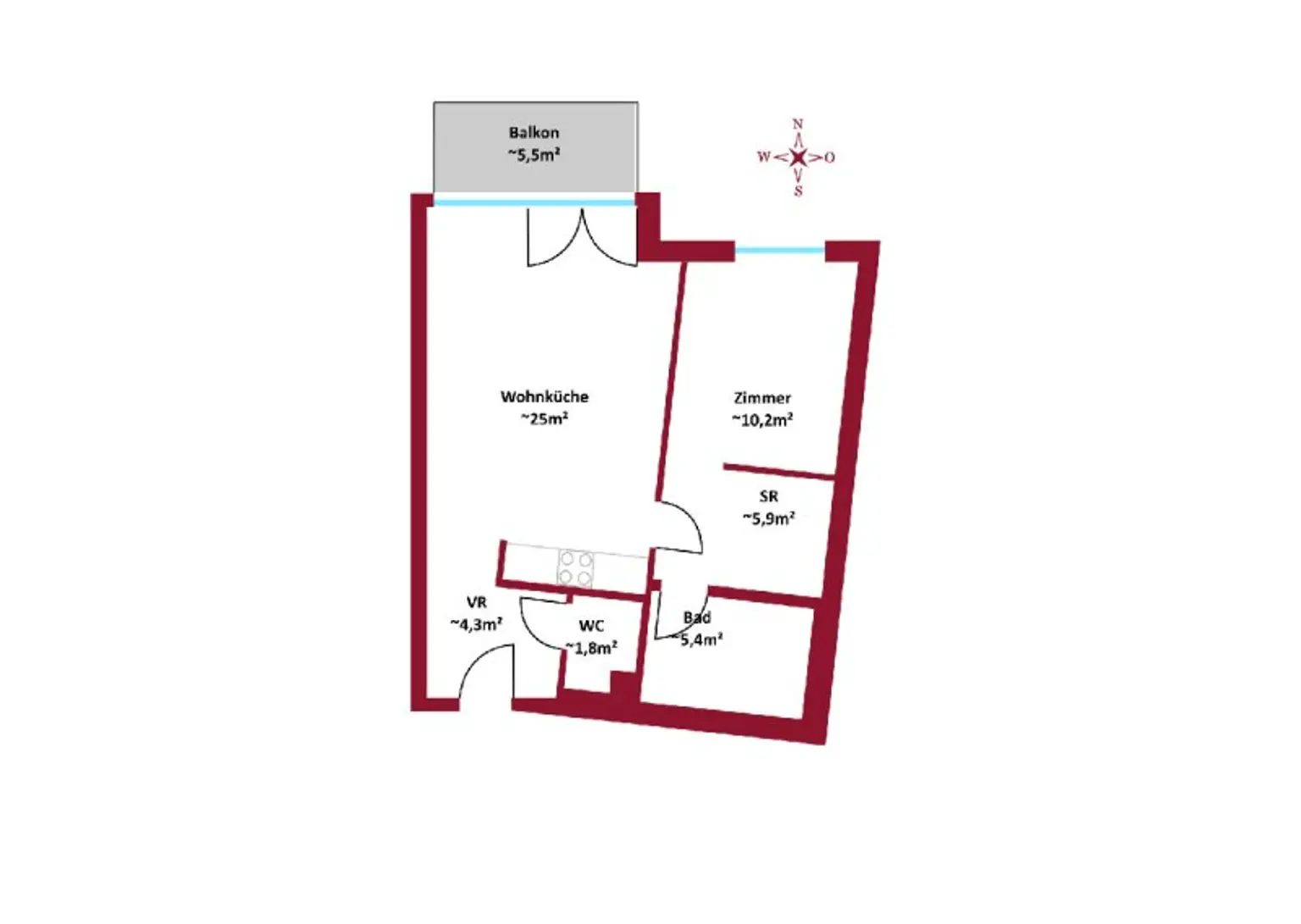 Erstbezug - 2 Zimmerwohnung I Nähe Donau I ca. 5,5m²  Balkon I hochwertige Küche I Tiefgarage I Fußbodenheizung I