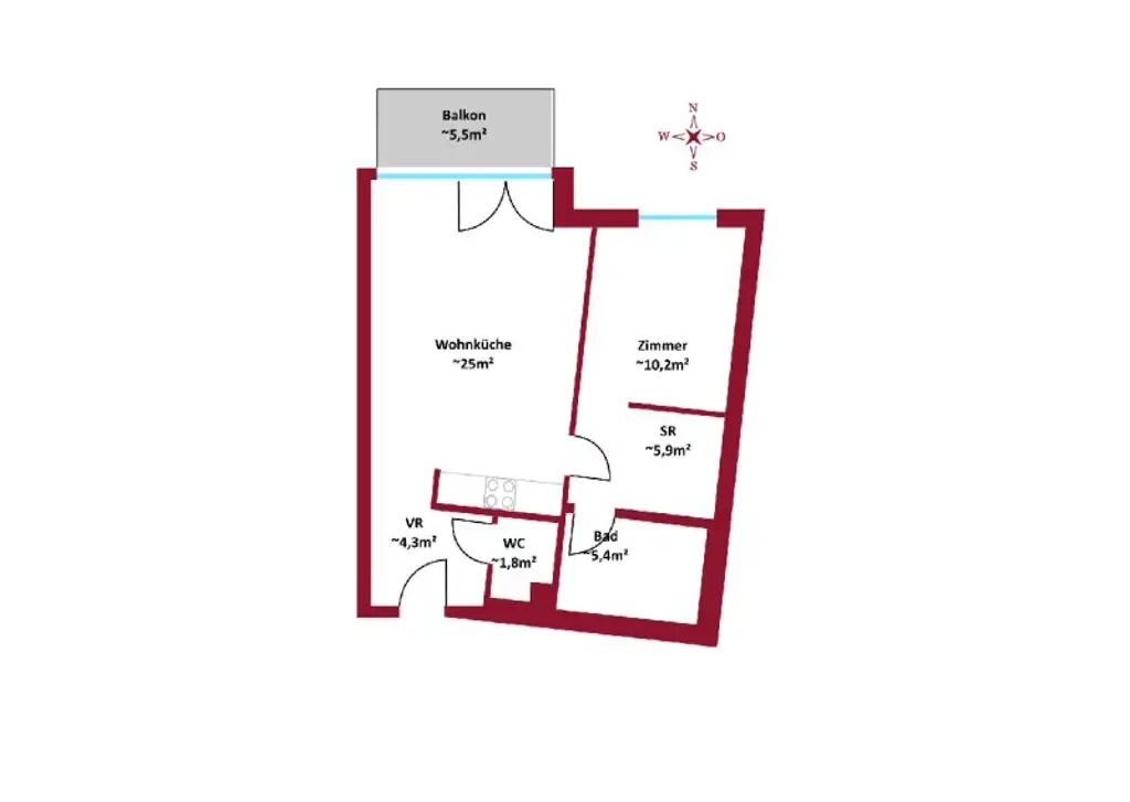 Erstbezug - 2 Zimmerwohnung I Nähe Donau I ca. 5,5m²  Balkon I hochwertige Küche I Tiefgarage I Fußbodenheizung I