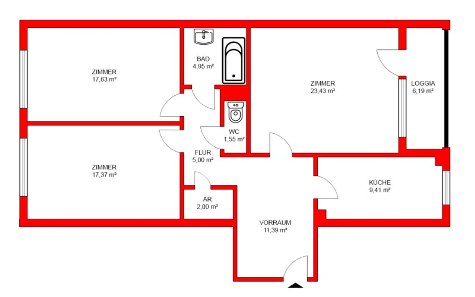 UNGLAUBLICHES PREIS-LEISTUNGSVERHÄLTNIS FÜR EINE DREIZIMMERWOHNUNG MIT LOGGIA IN GRÜNRUHELAGE!