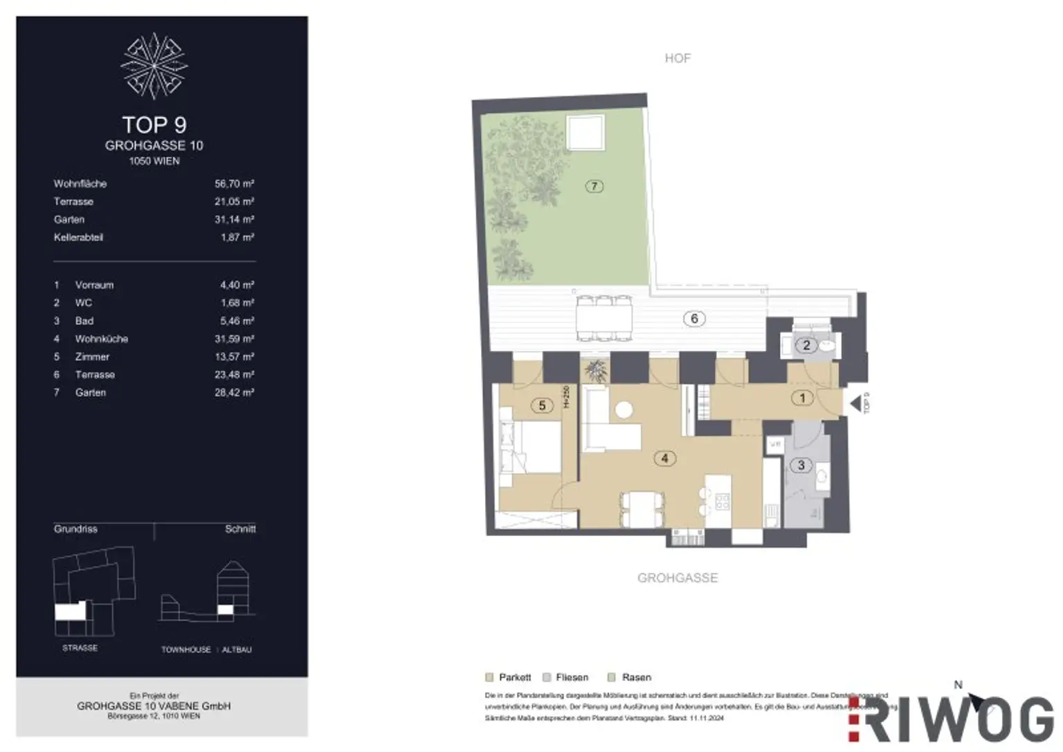GROHGASSE 10 | einzigartige 2-Zimmer Altbauwohnung mit Garten in absoluter Hofruhelage | Fernwärme plus Bodenkühlung