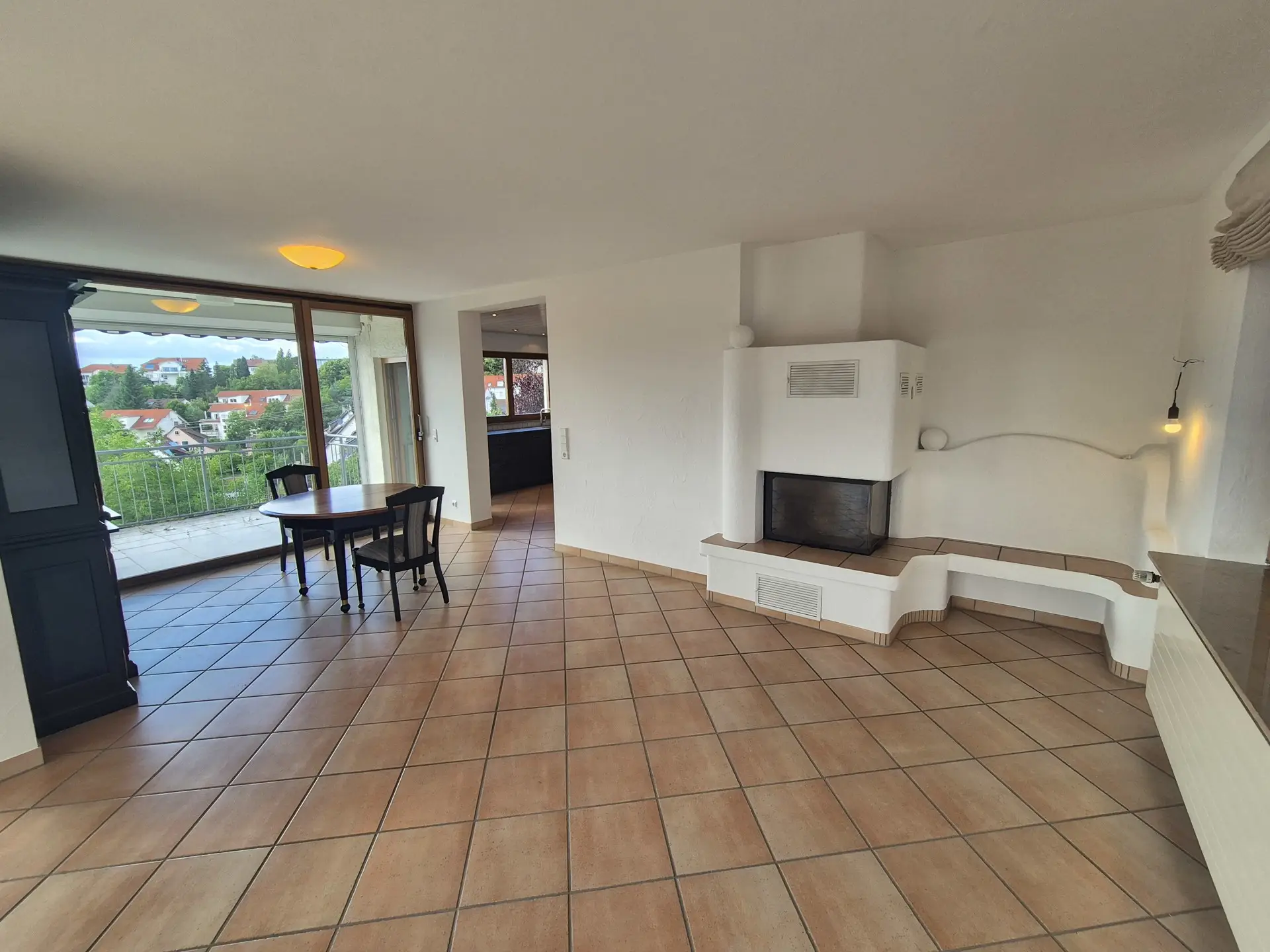 living room with fire place