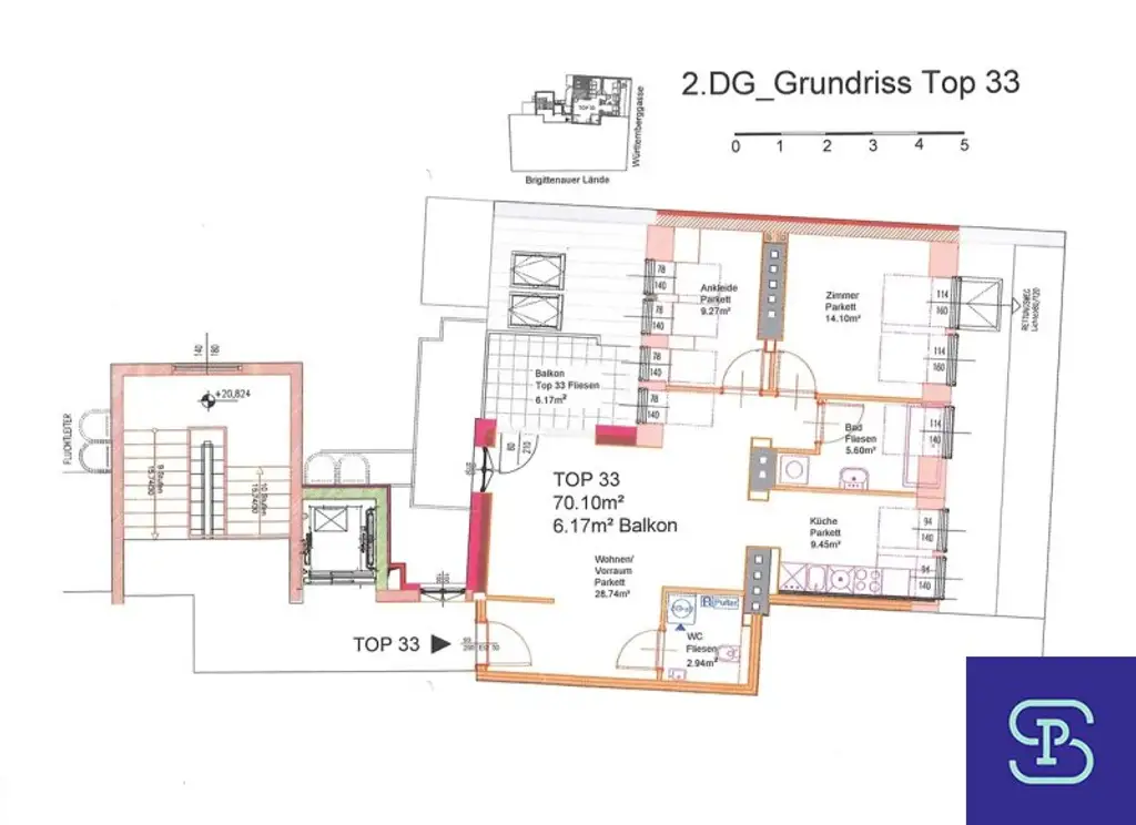 Provisionsfreier 70m² DG-Erstbezug + Balkon mit Einbauküche am Donaukanal - 1200 Wien