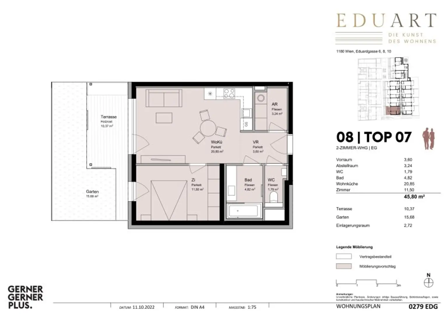 EDUART-Die Kunst des Wohnens: Hochwertiger 2-Zimmer NEUBAU-ZWEITBEZUG mit 15m² Garten und 10m² Terrasse! (8/7)