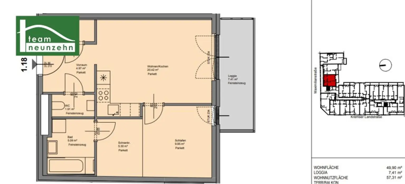 Grünblick mitten in der Stadt: 2-Zimmer-Neubauwohnung in Hofruhelage