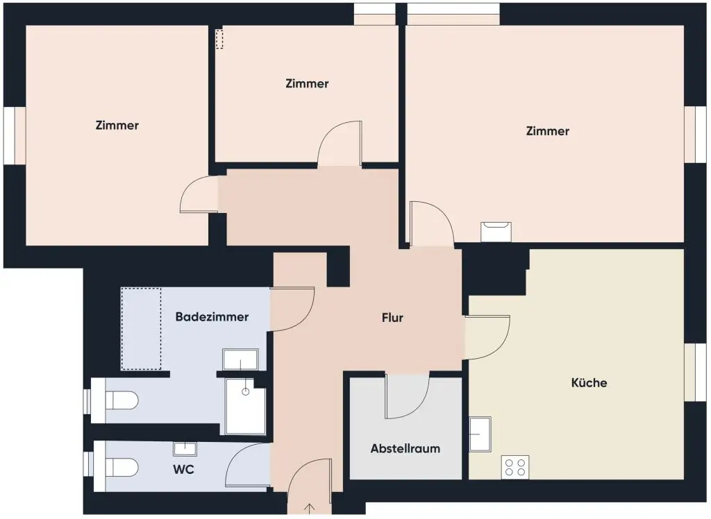 Frisch sanierte 3-Zimmer-Wohnung in ruhiger Lage nahe der deutschen Grenze