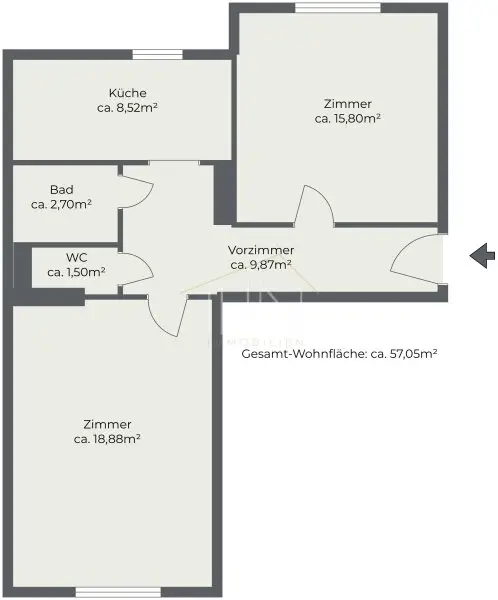 Pärchentraum! 2-Zimmer-Wohnung mit Grünblick in Langenzersdorf zu verkaufen