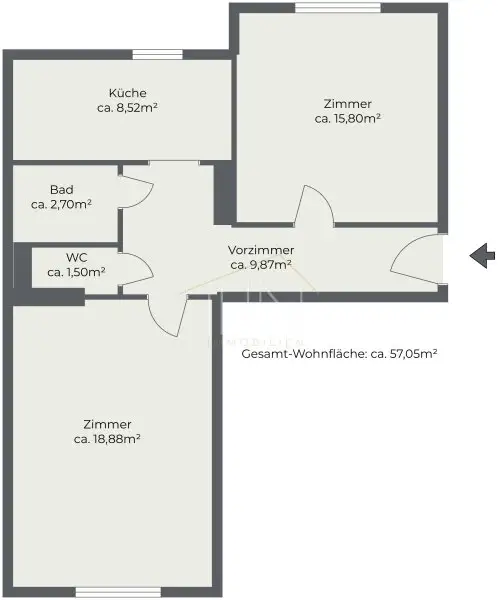 Pärchentraum! 2-Zimmer-Wohnung mit Grünblick in Langenzersdorf zu verkaufen
