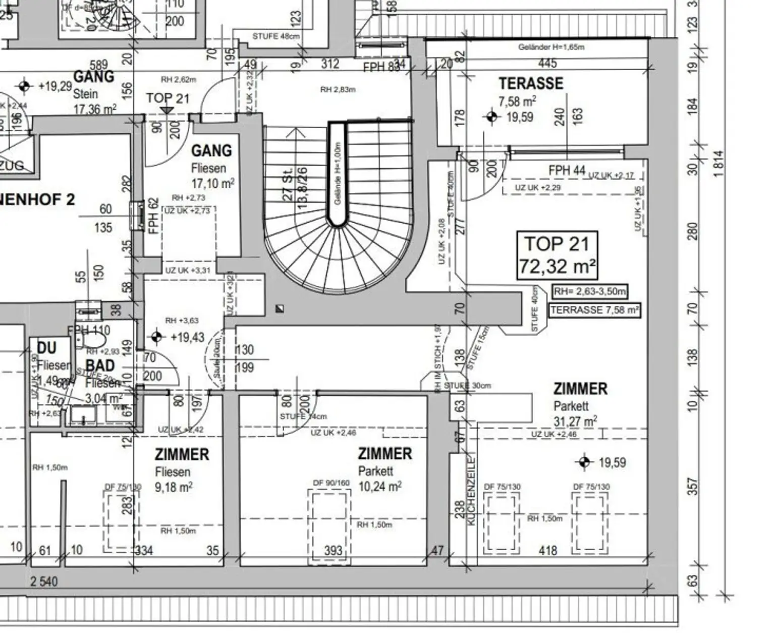 Dachgeschoss-Wohnung mit Innenhoflage! 3 Zimmer! Nähe Servitenviertel und U4 Friedensbrücke!