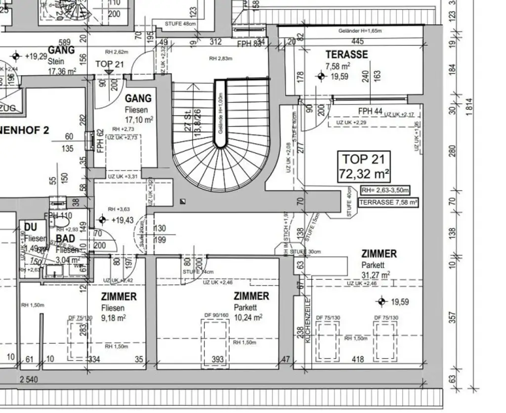 Dachgeschoss-Wohnung mit Innenhoflage! 3 Zimmer! Nähe Servitenviertel und U4 Friedensbrücke!