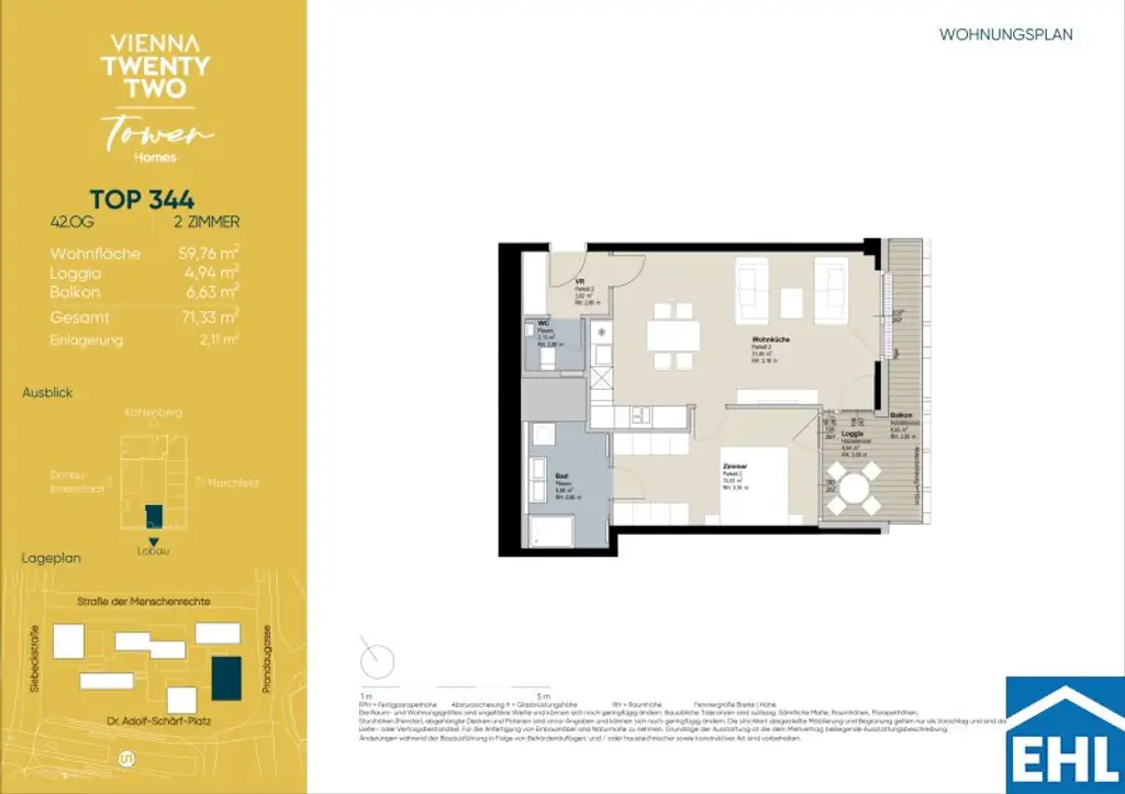 2-Zi.-Erstbezug mit Loggia & Rooftop Pool | TOWER HOMES