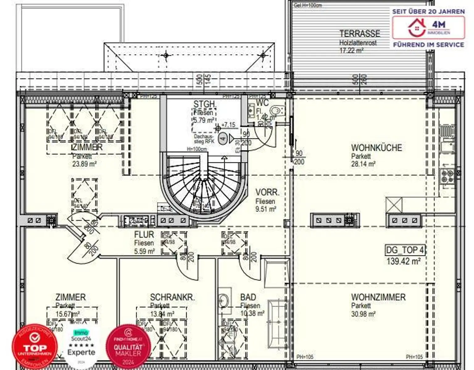 Moderne 3er-WG im Dachgeschoss mit Terrasse in Meidling