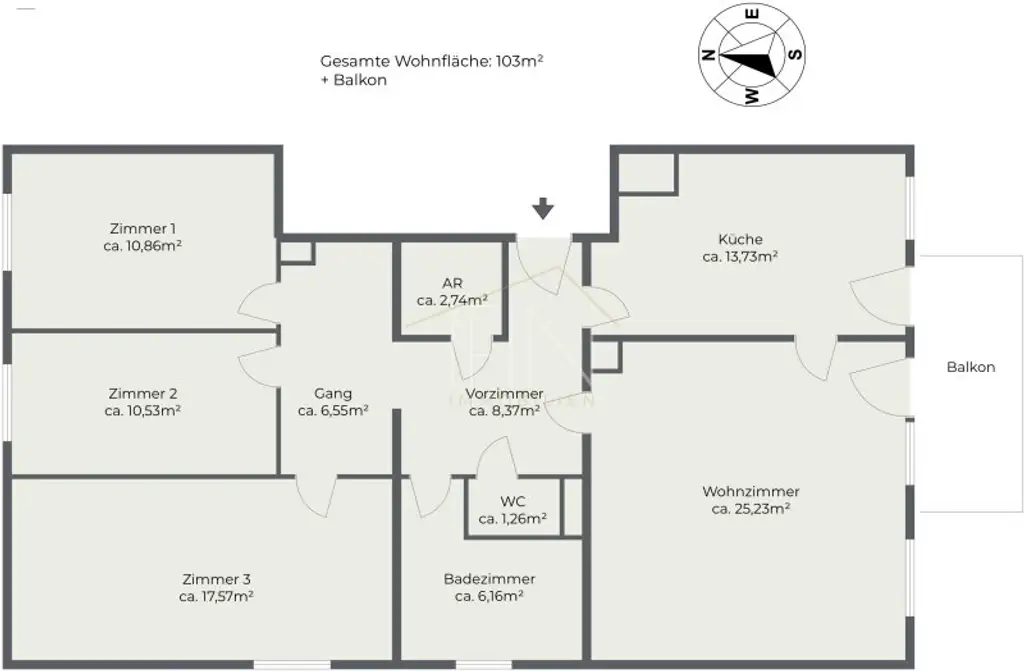 4-Zimmer-Wohnung mit Balkon und Gemeinschaftsgarten