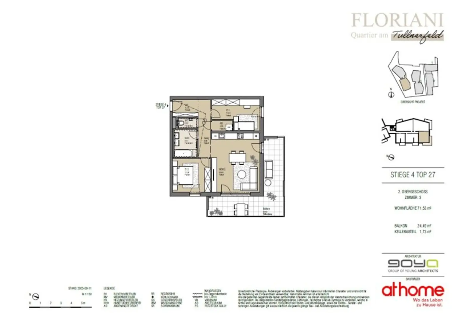 FLORIANI – Quartier am Tullnerfeld - Top Aufteilung trifft großzügige Freifläche (S/W) - Stilvolle Ausstattung - Bahnhof Tullnerfeld in der Nähe