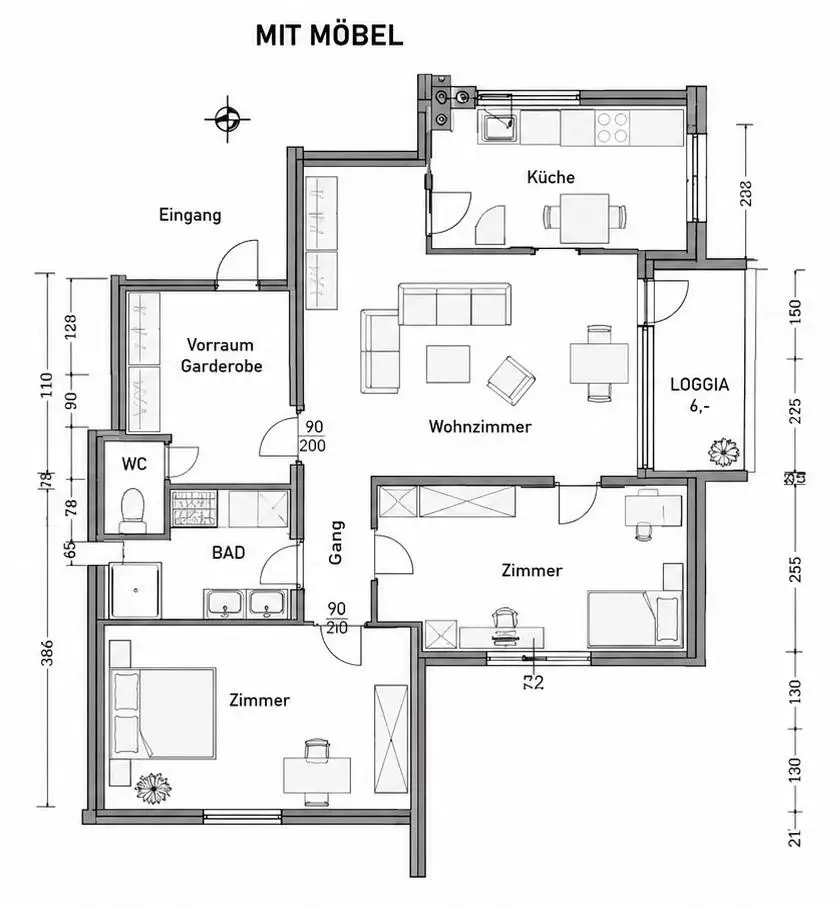 ETW 2000 Stockerau - Plan möbliert