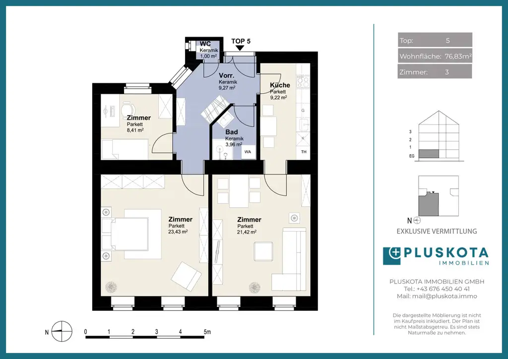 3 Zimmer - Altbauwohnung in der Liechtensteinstraße