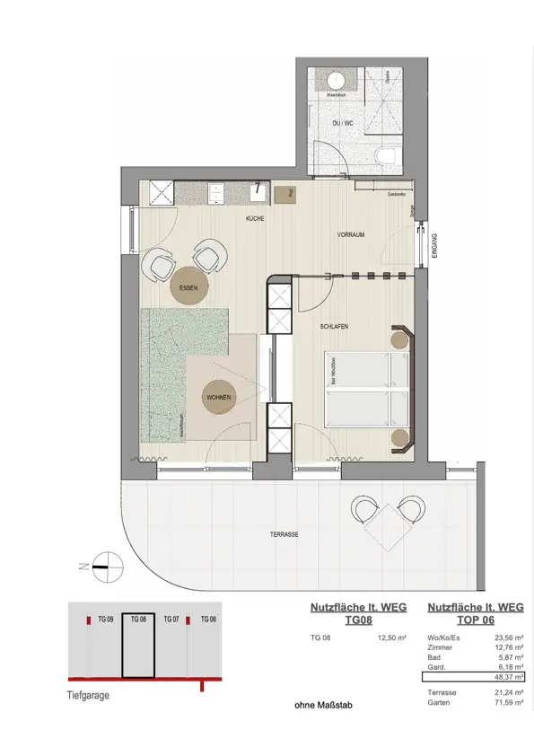 Ruhig gelegenes 2-Zimmer-Appartement in hervorragender Lage von Oberndorf!