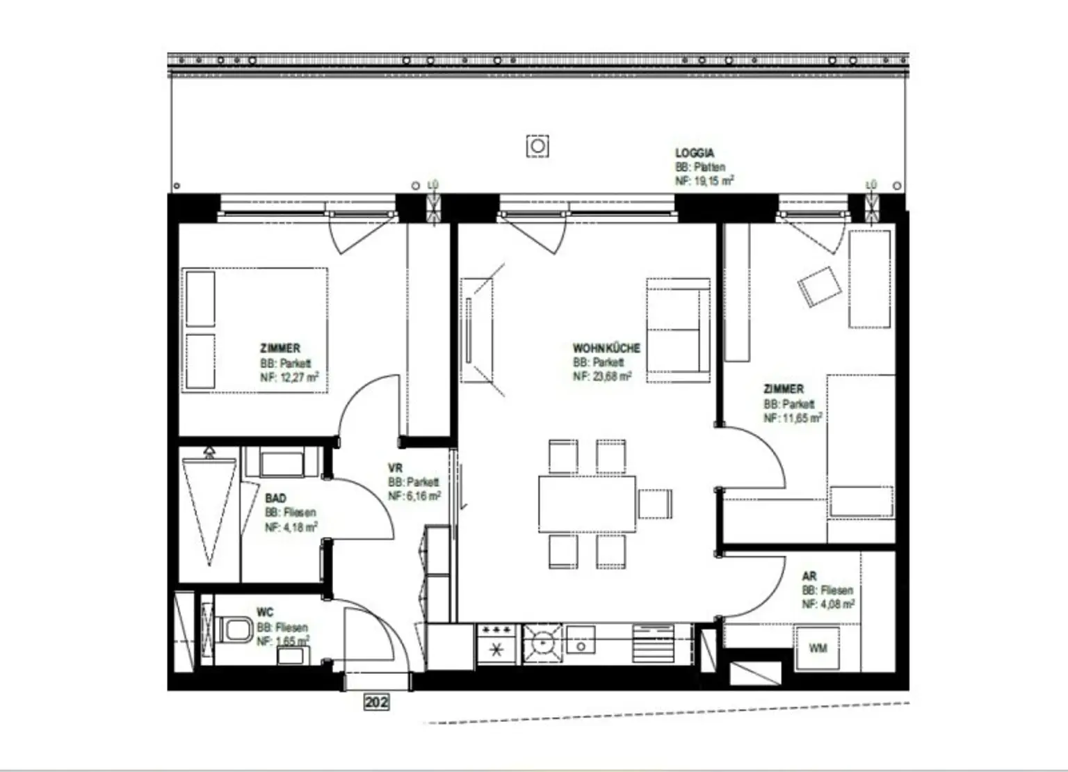 Pauschalmiete inklusive Warmwasser, Heizung & Kühlung - Moderne 3-Zimmer-Wohnung mit großzügigem Balkon und stilvoller Ausstattung