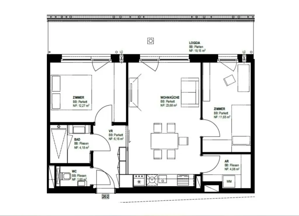 Pauschalmiete inklusive Warmwasser, Heizung & Kühlung - Moderne 3-Zimmer-Wohnung mit großzügigem Balkon und stilvoller Ausstattung