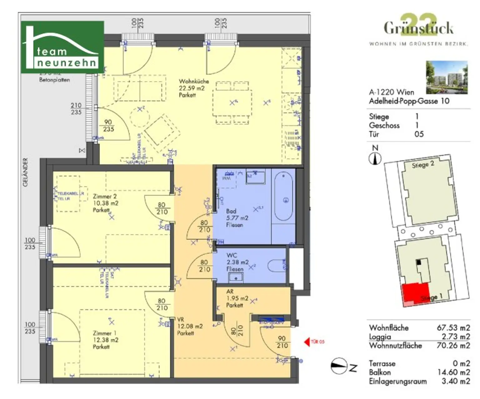 GRÜNSTÜCK 22 – hochwertige 3-Zimmer Neubauwohnung in bester Lage - ab 01.01.2026 verfügbar! - JETZT ZUSCHLAGEN