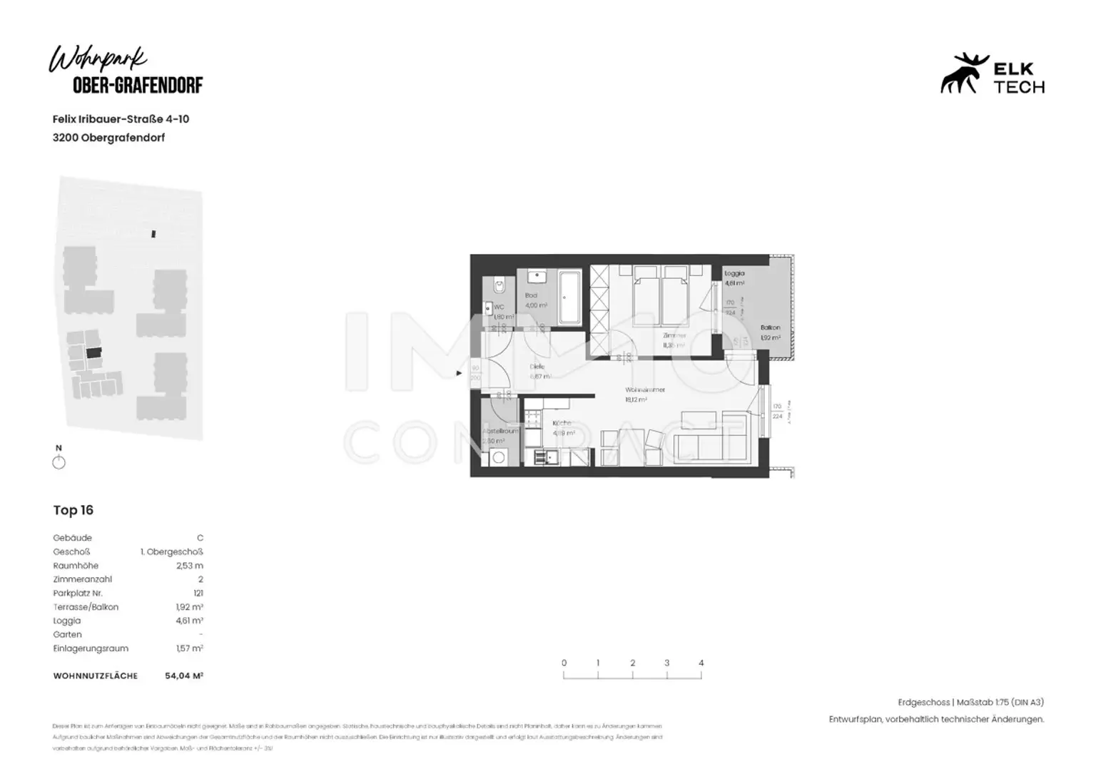 2Z I- 54,04qm - Ost-Balkon- Vorsorgewohnung, Anlage in ökolog. NEUBAU