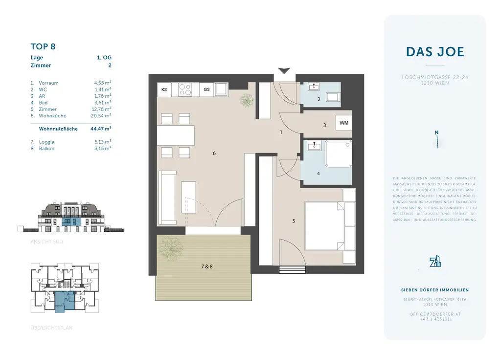 Südseitige Balkonwohnung| 2 Zimmer | Provisionsfrei
