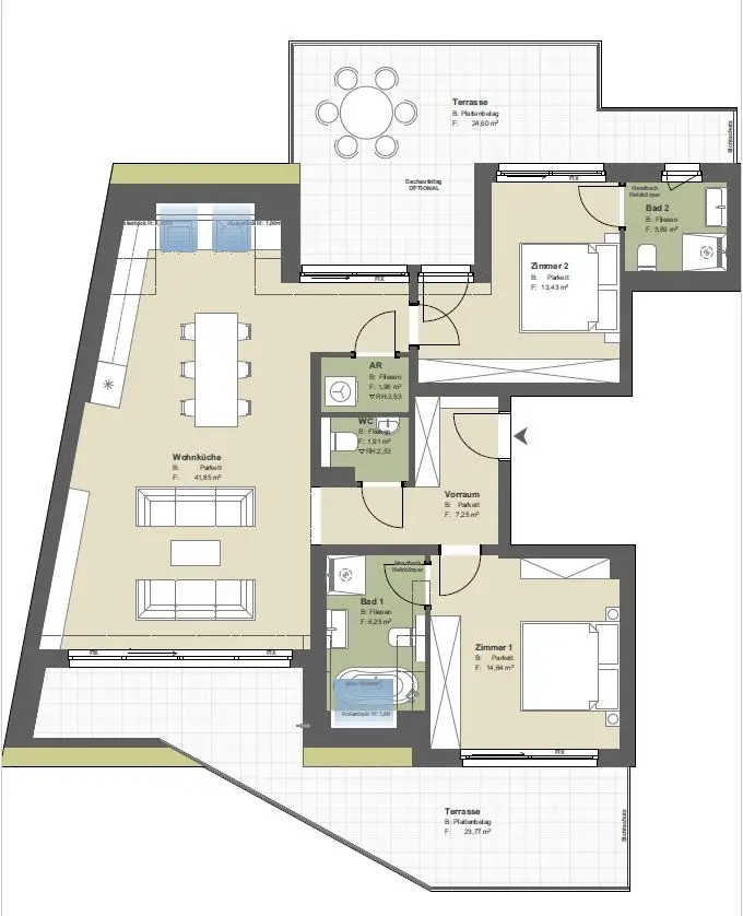 PROVISIONSFREIES Penthouse mit Aussicht: Neubau-Erstbezug TOP-Ausstattung Mitten im Dritten