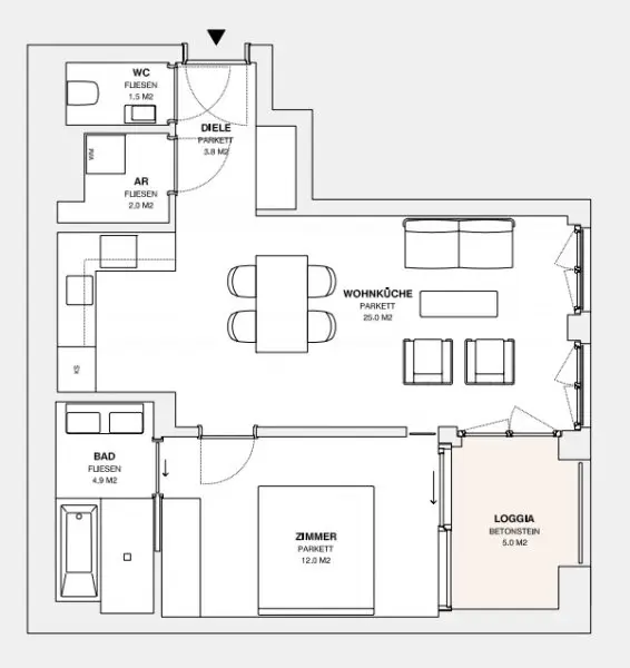 ++MOLLARD 50++ hochwertige 2-Zimmer-Wohnung mitten im Herzen der Stadt