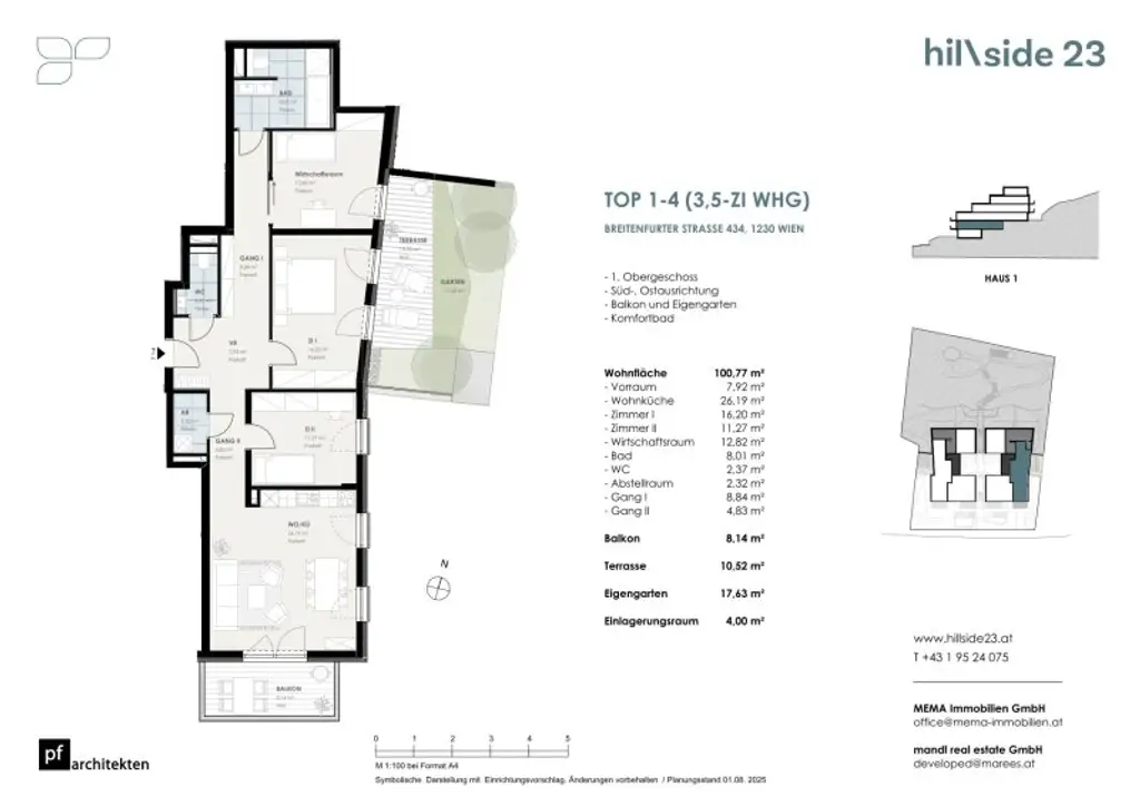 Gut geschnittene Gartenwohnung mit 3,5 Zimmer zu verkaufen!