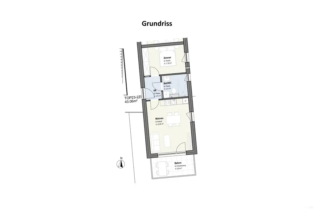 Exklusiver Erstbezug in Eggenberg – hochwertige 2-Zimmer-Neubauwohnung mit Balkon