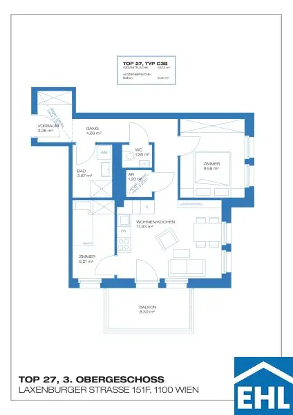 Möblierte 3 Zimmer Wohnung mit Balkon!