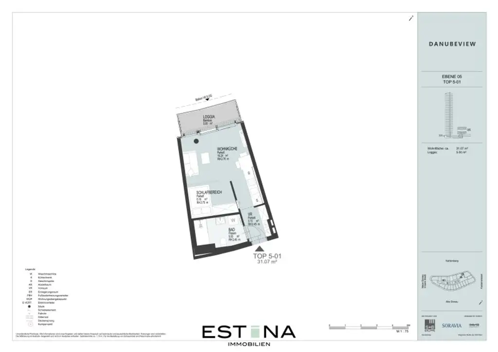 Exklusiver Singlehit mit Freifläche in unmittelbarer Nähe zur Alten Donau – Danubeview